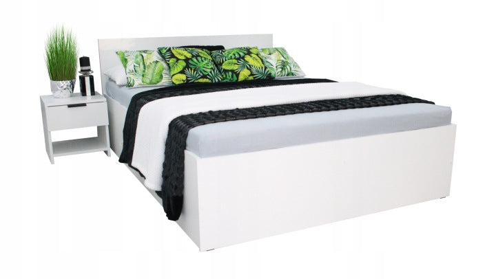 White 4D Double Bed Frame 140 x 200 cm with Slat Base