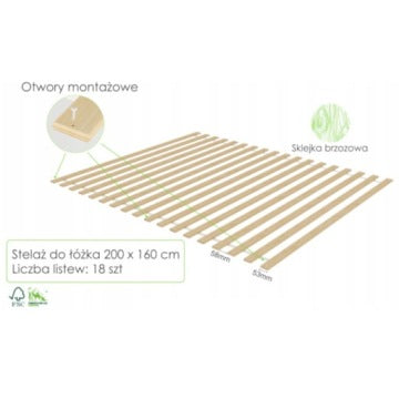 160 x 200 cm Bed Slat Base with 18 Flat Slats and 300 kg Capacity