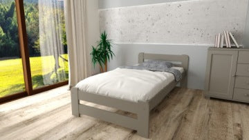 Euro Grey Single Wooden Bed 90 x 200 cm with Foam Mattress and Slat Base