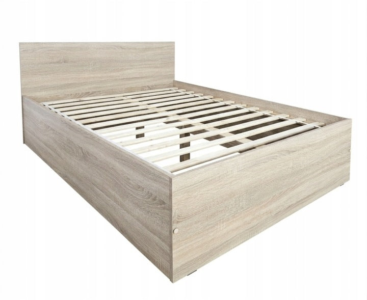 Sonoma Oak 4D Wooden Double Bed 120 x 200 cm with Slat Base