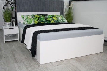 White 4D Double Bed Frame 140 x 200 cm with Slat Base