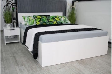 White 4D Wooden Double Bed 140 x 200 cm with Free Slat Base