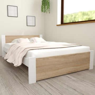 Sonoma Oak D3 Double Bed Set 160 x 200 cm with Mattress and Slat Base